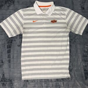 Oklahoma State Cowboys Polo Shirt Mens Small White NCAA Golf Nike Dri Fit Polo
